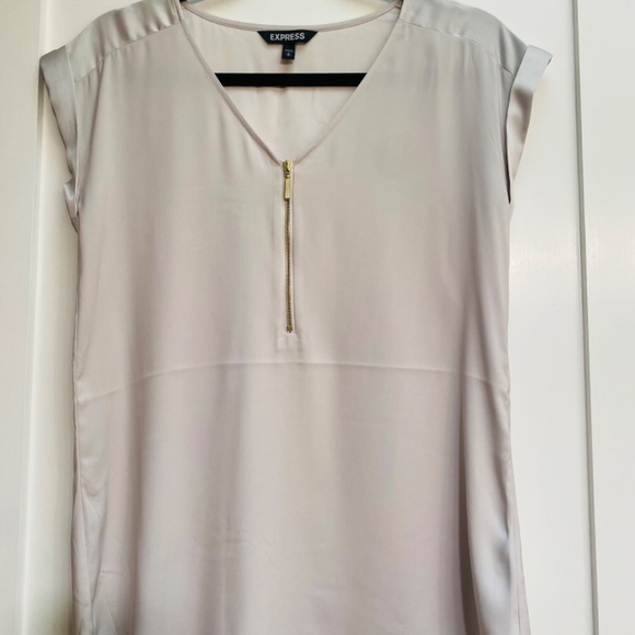 Express Short Sleeve Satin Blouse - Picture 6 of 9